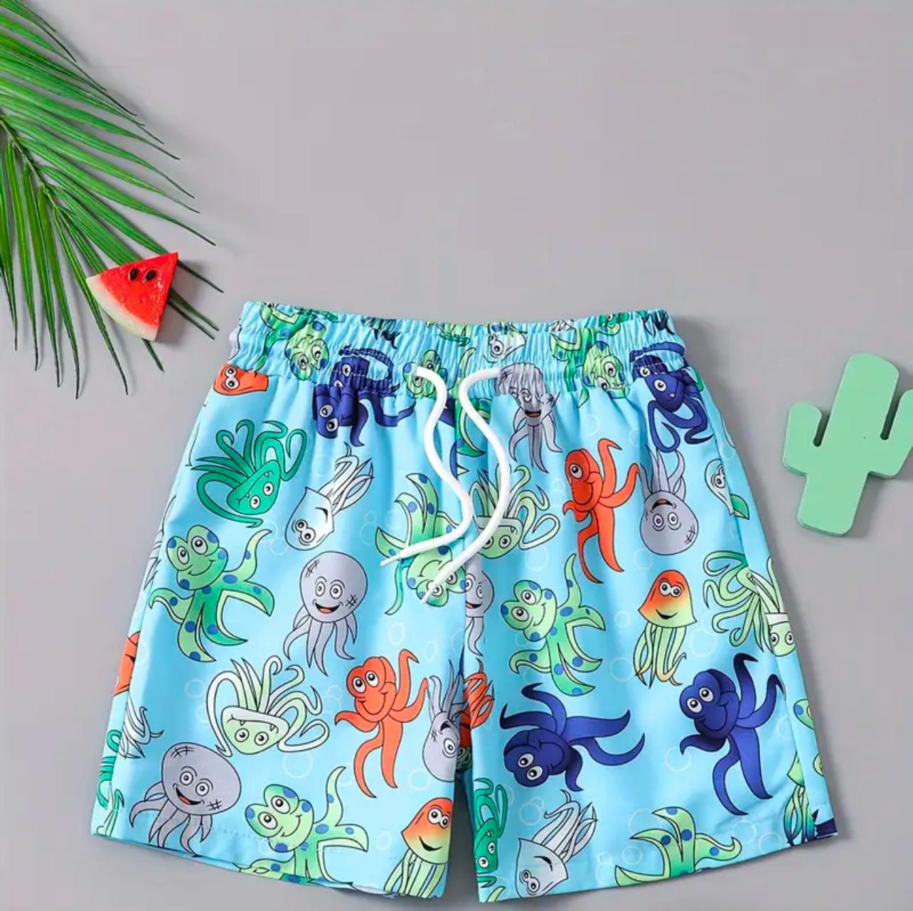 Boys Beach Swim Shorts - Octopus