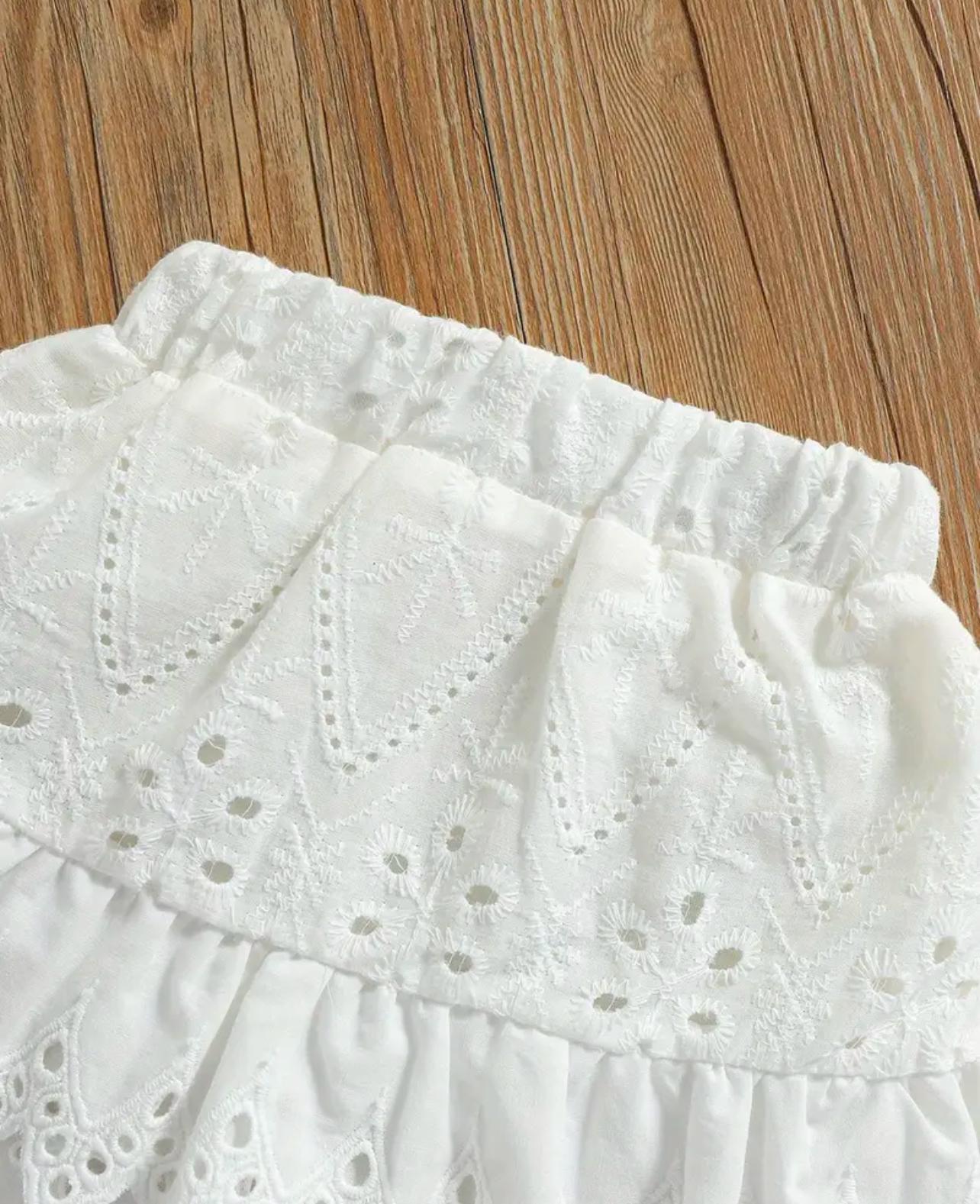 White Summer 2 pcs Set Top and Skirt