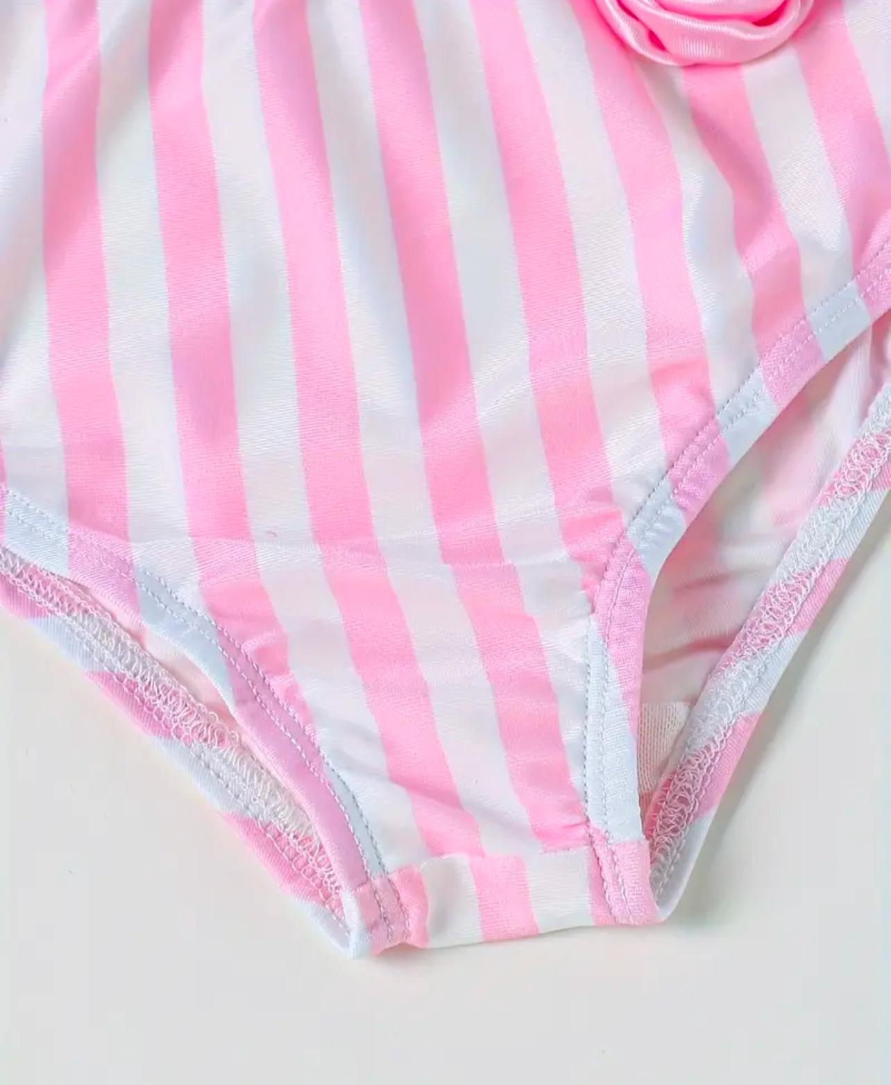 2 pcs Girls Striped Ruffle Swim