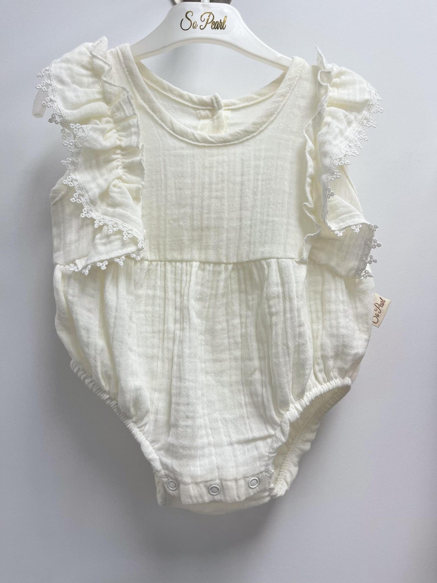 Ivory Muslin Baby Romper