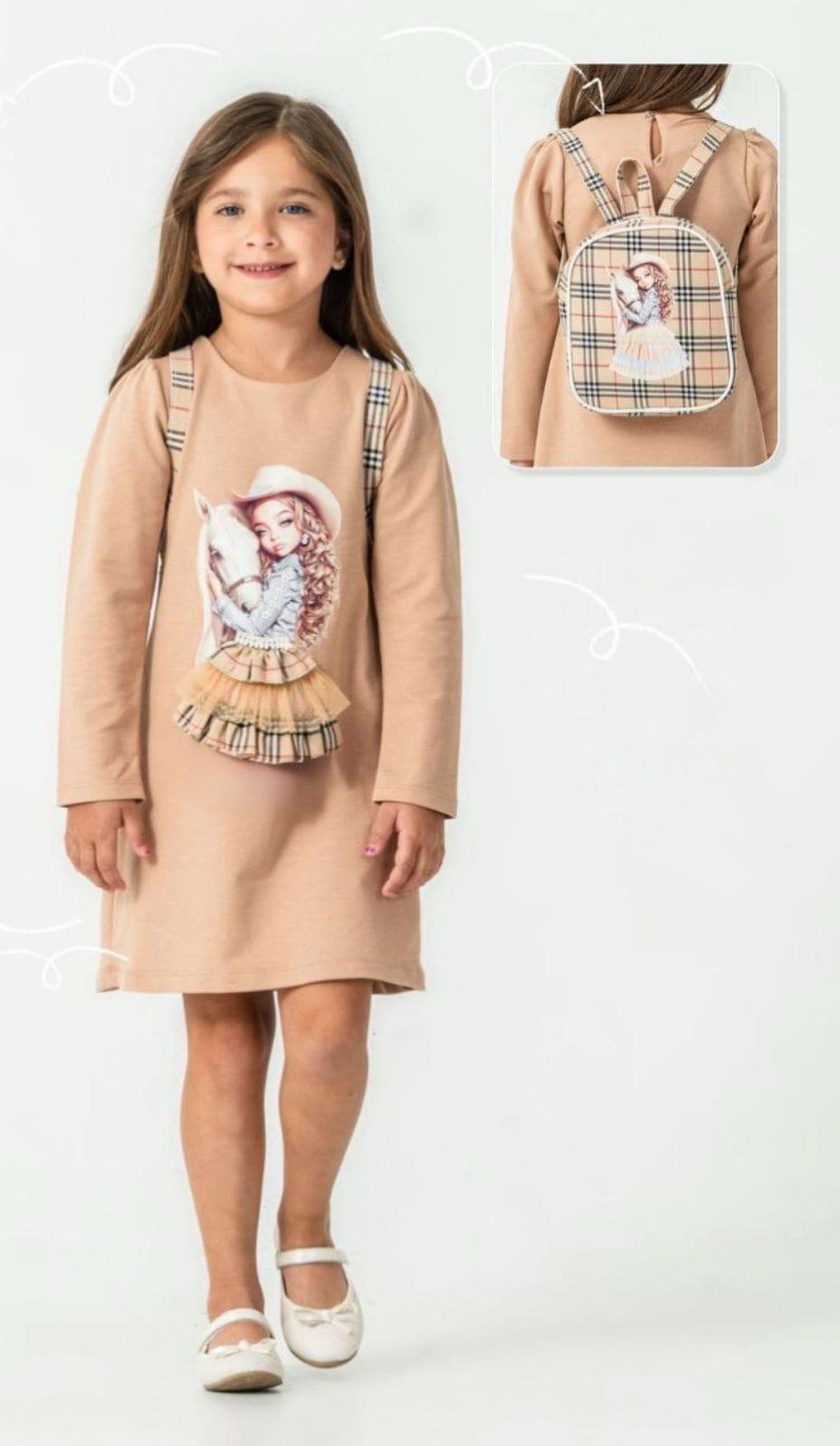 Burberry inspired dress with backpack