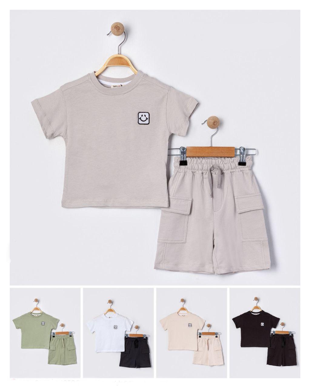 Grey Smiley 2 Piece Tshirt with Shorts Set