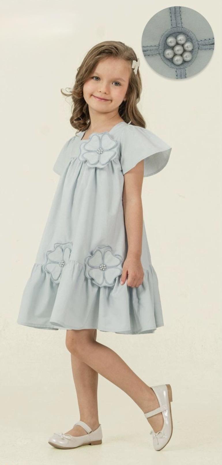 Blue Cotton Flower Dress