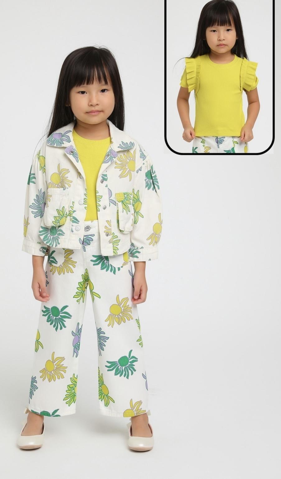 yellow ruffle short sleeve