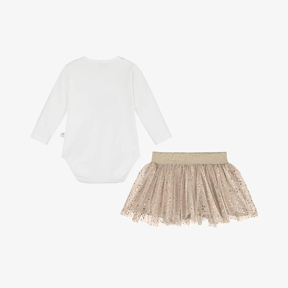 Baby Girls Beige Tutu Skirt Set