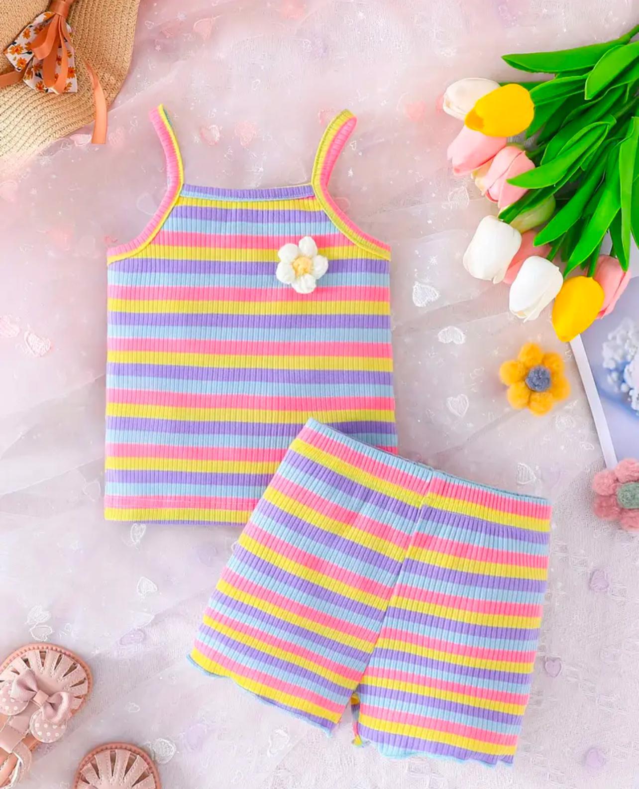 2 Piece Tank Top and Shorts Set Summer Outfit For Girls