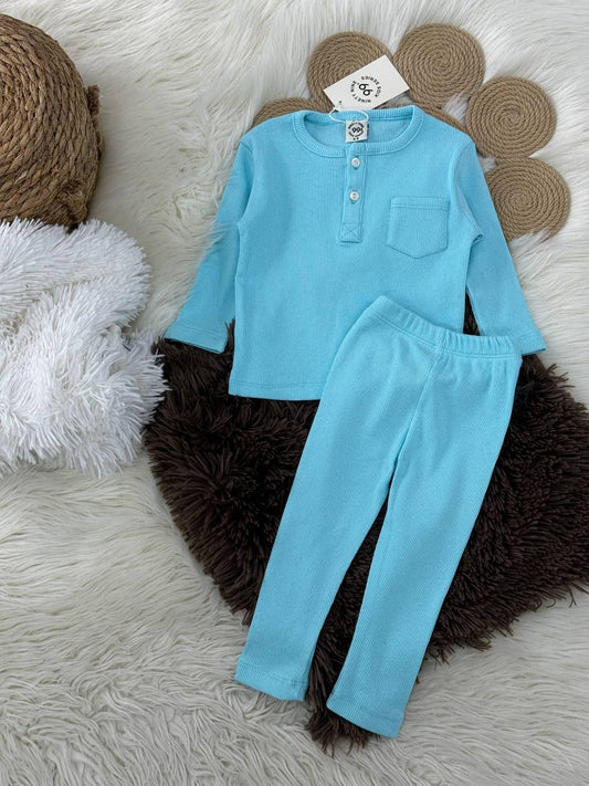 Baby Boy Light Blue Lounge Set with Pocket