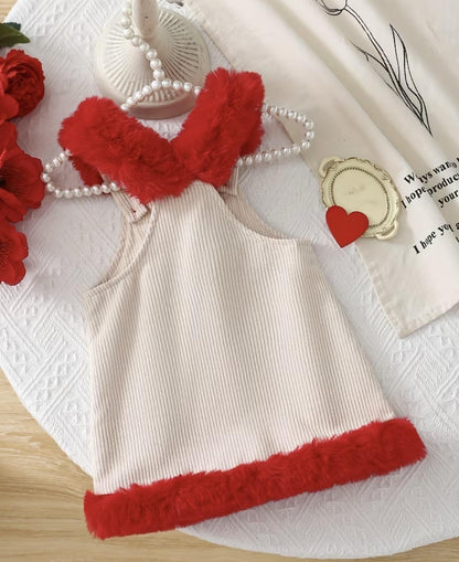 Girls Heart Patch Overall Dress