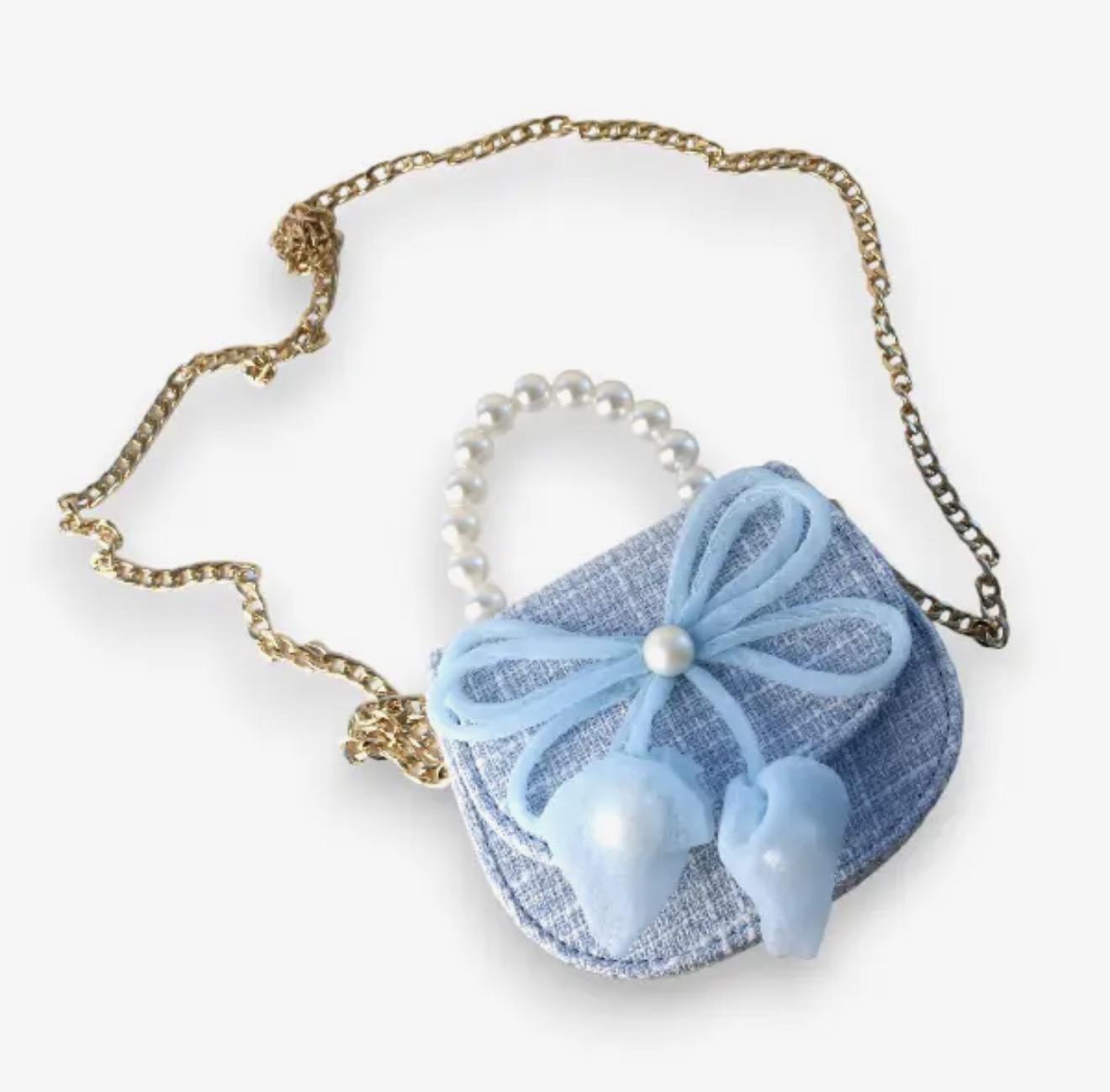 Bowtie Tweed Purse - Blue