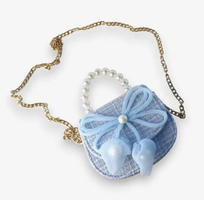 Bowtie Tweed Purse - Blue