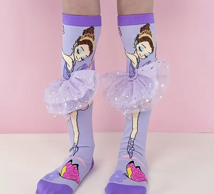 Purple High Knee Ballerina Socks
