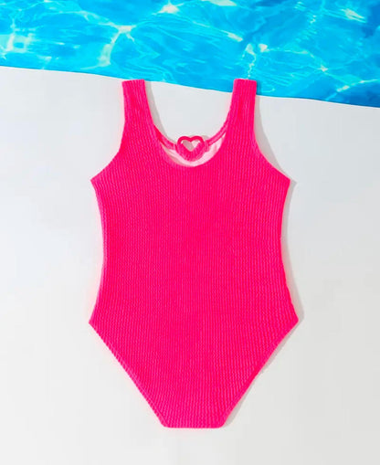 Fuchsia Heart Girls One Piece Swimsuit