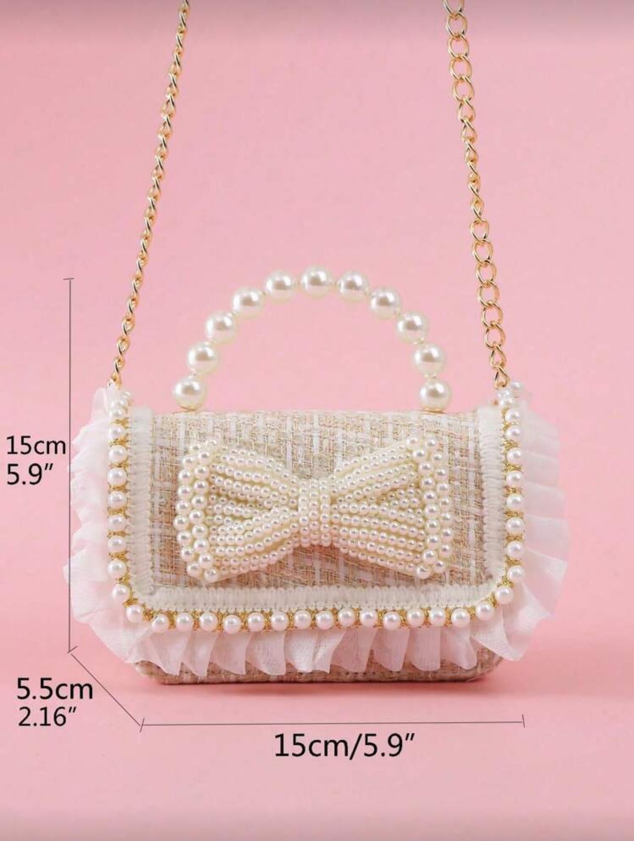 Pearl Bow Ruffle Handbag