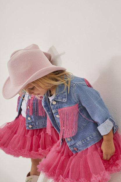 Girls Cowboy Tutu Skirt and Jean Jacket Set
