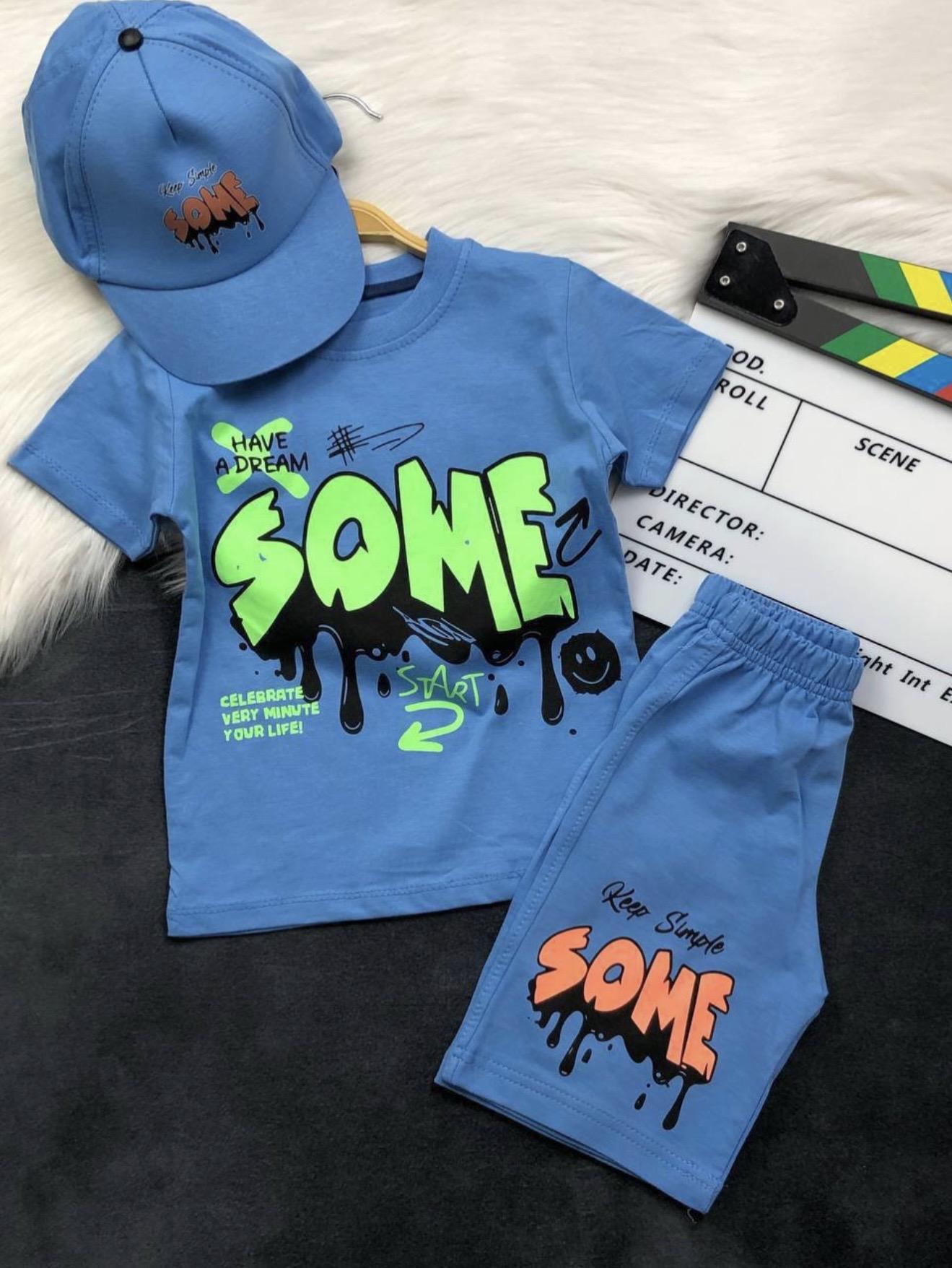 Boy Graffiti Tshirt and Shorts with Cap Set