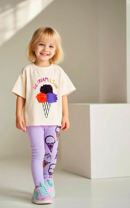 Ice Cream and Sun Tshirt and Leggings set