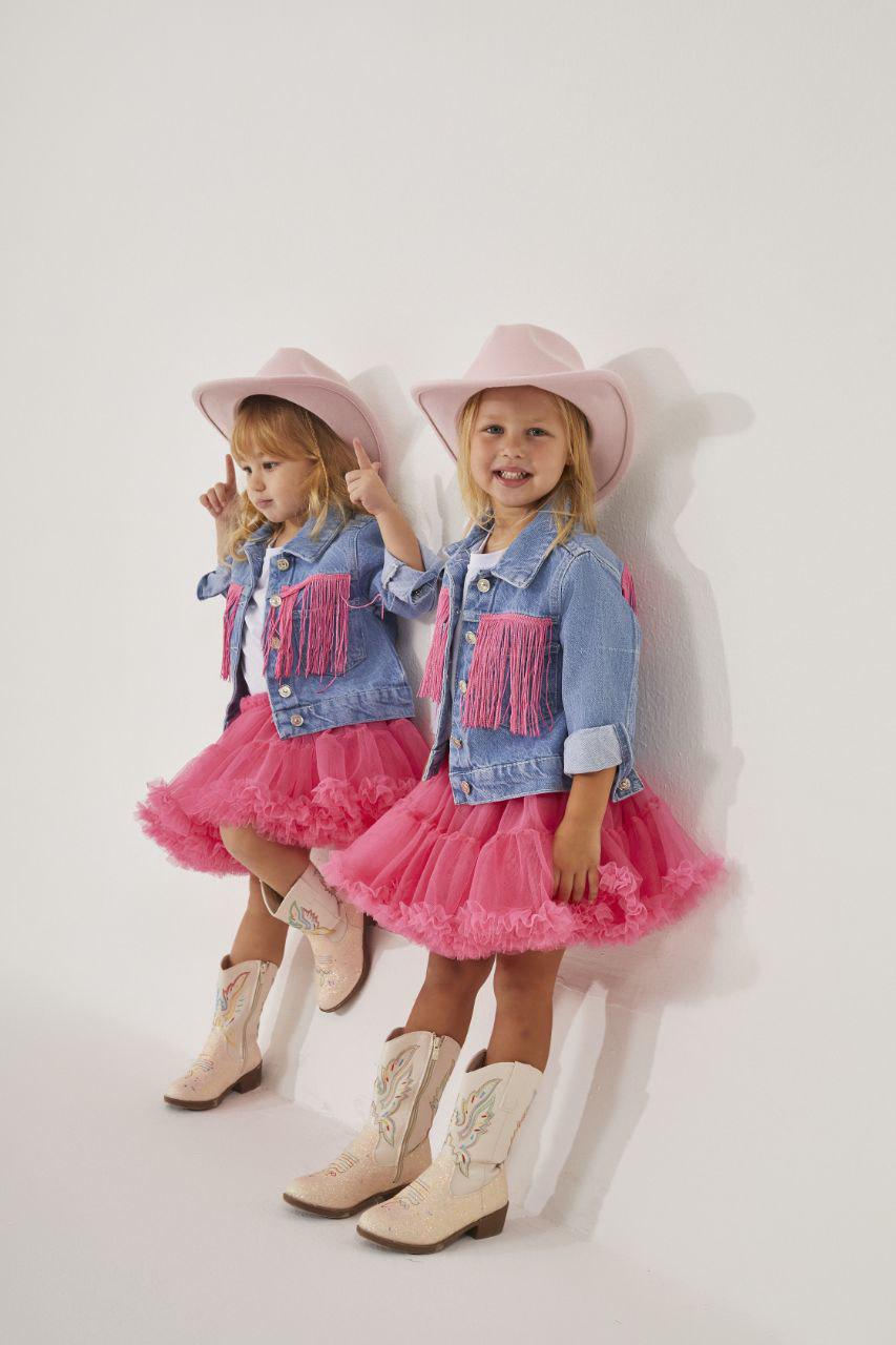Girls Cowboy Tutu Skirt and Jean Jacket Set