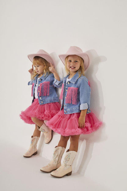 Girls Cowboy Tutu Skirt and Jean Jacket Set