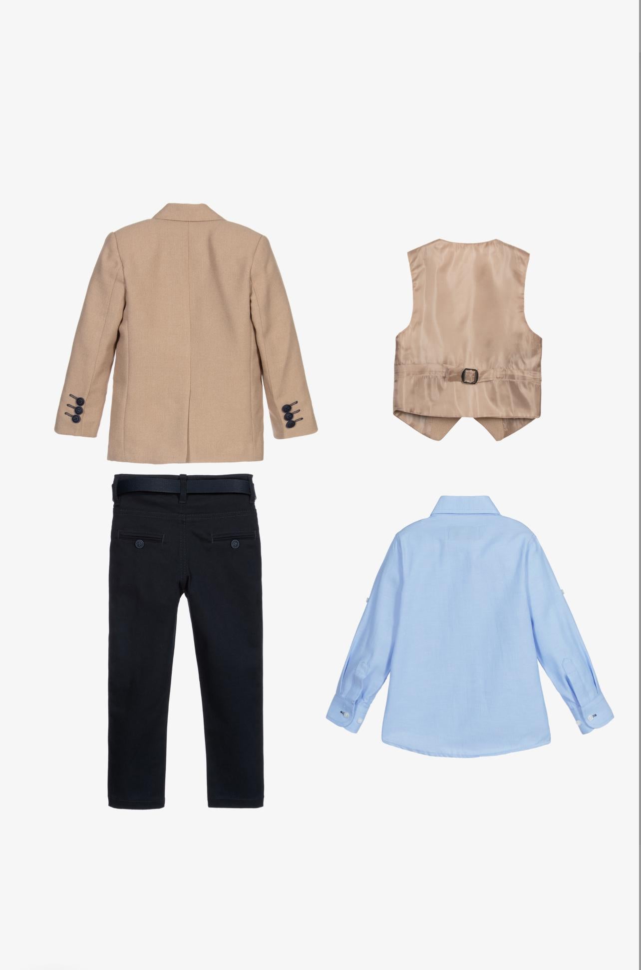 Henry-Camel Suit With Belt And Bowtie
