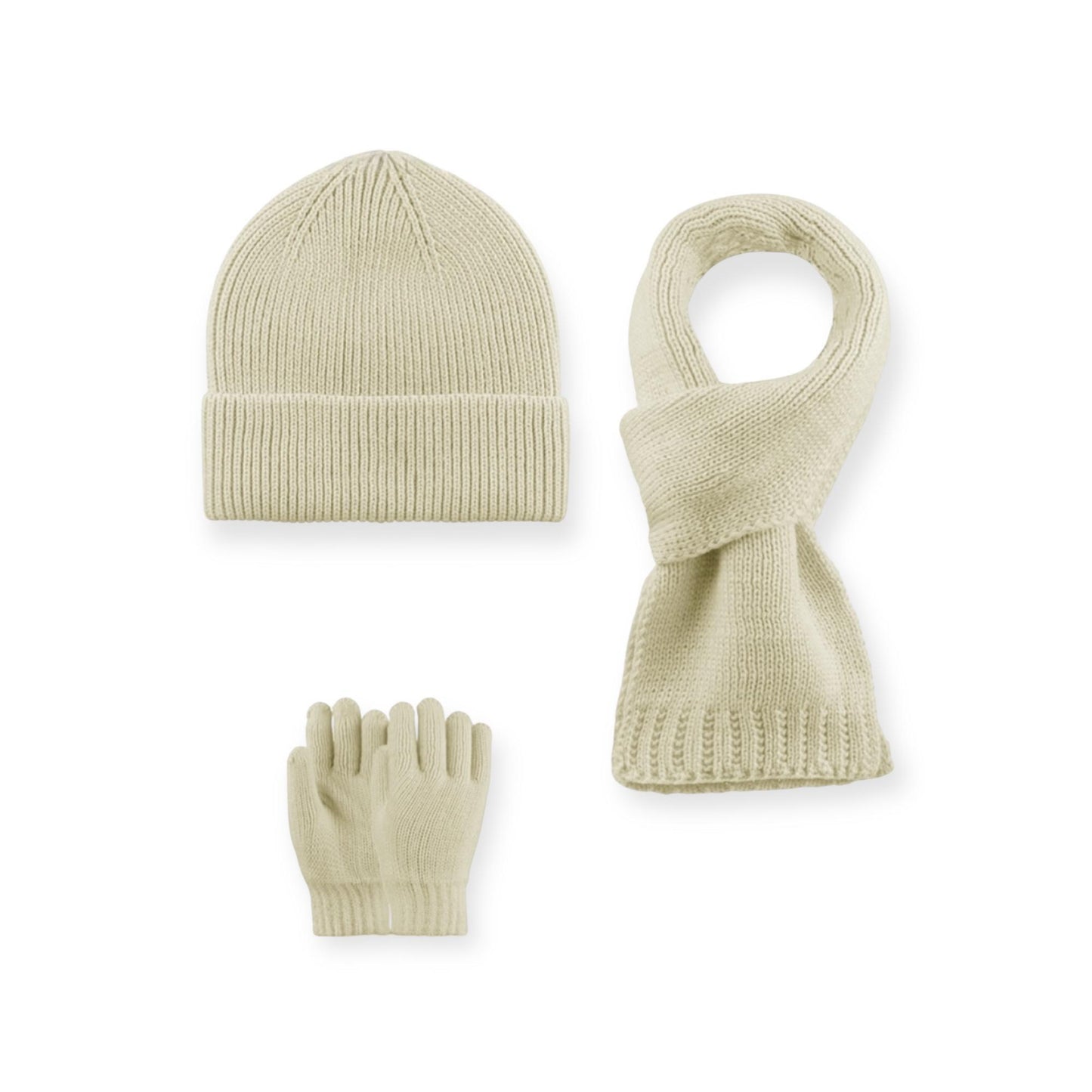 Knit Beanie Hat with Scarf and Gloves