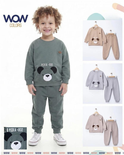 Baby Boy Peekaboo Tracksuit - Grey
