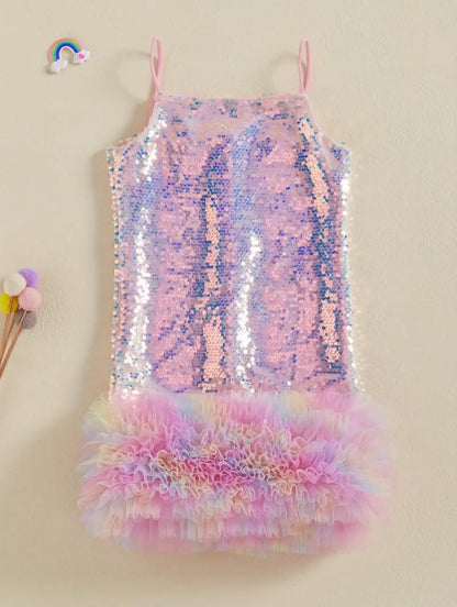 Sequins Layered Girls Dress