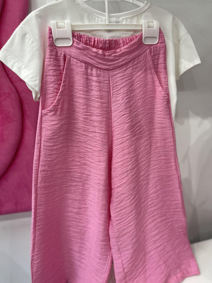 Girls Pink Silky Pants and Tshirt - Keep Your Dreams Alive