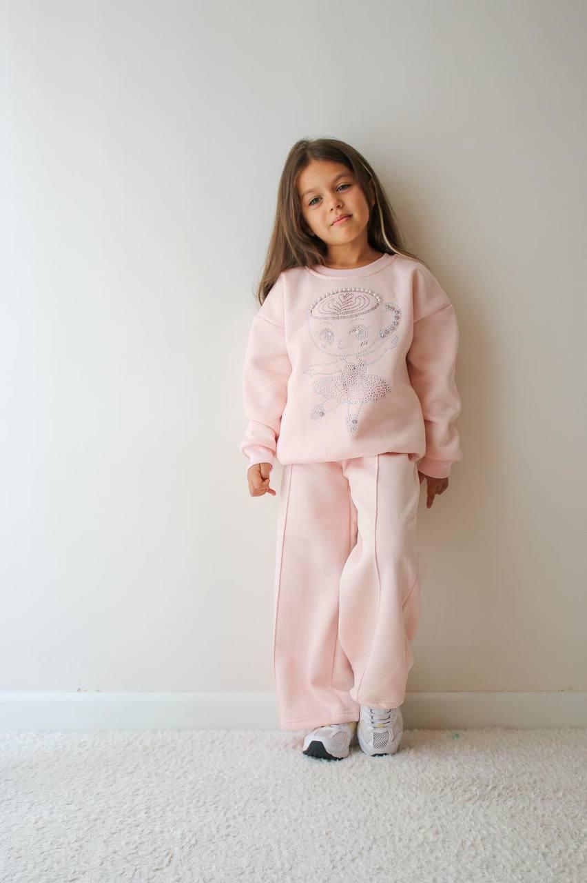 Ballerina Cappucina light pink fleece sweatsuit with studs