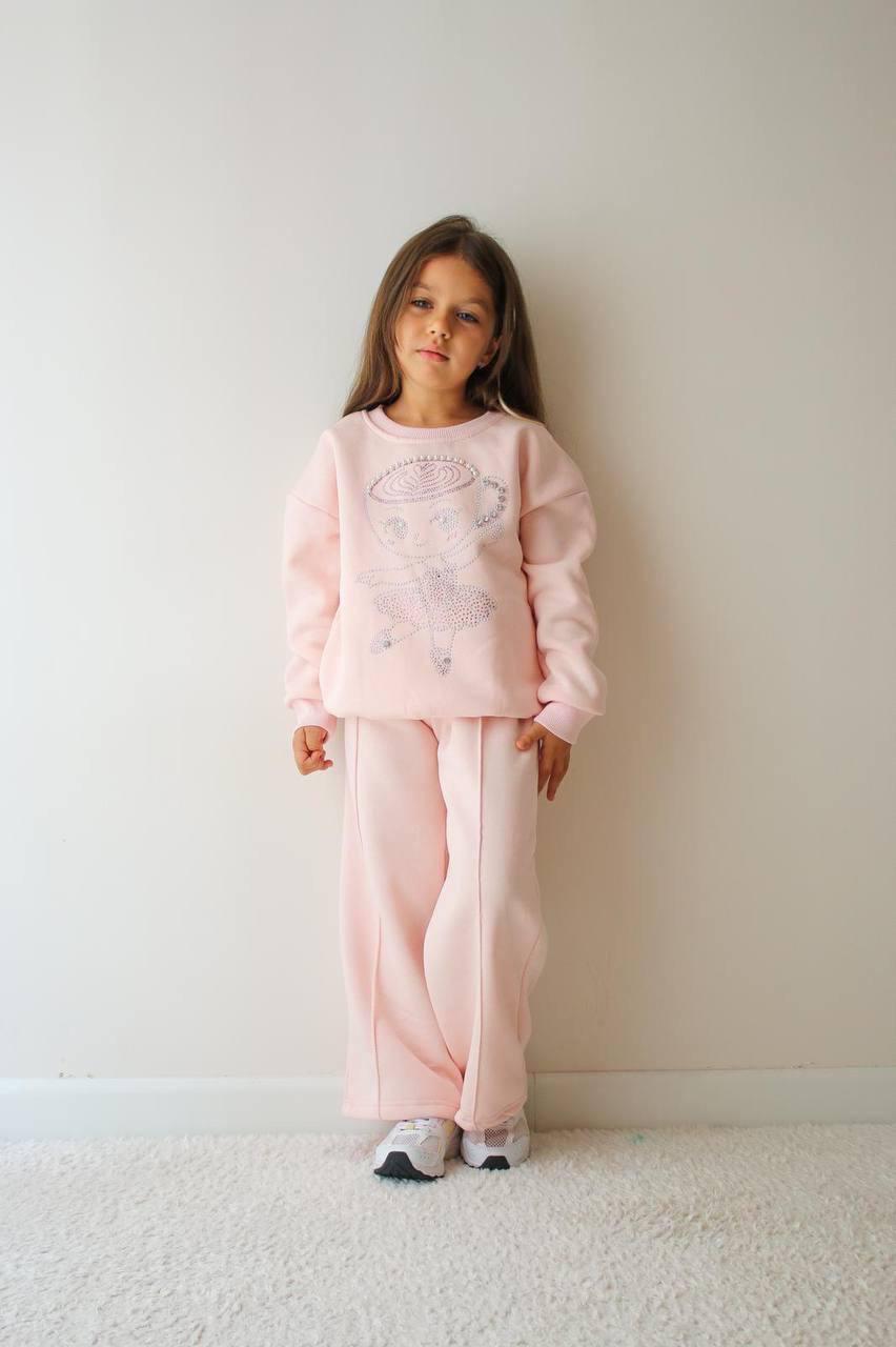 Ballerina Cappucina light pink fleece sweatsuit with studs