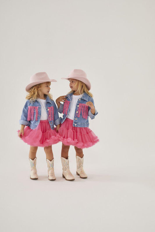 Girls Cowboy Tutu Skirt and Jean Jacket Set
