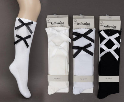 High Knee Socks With Bows