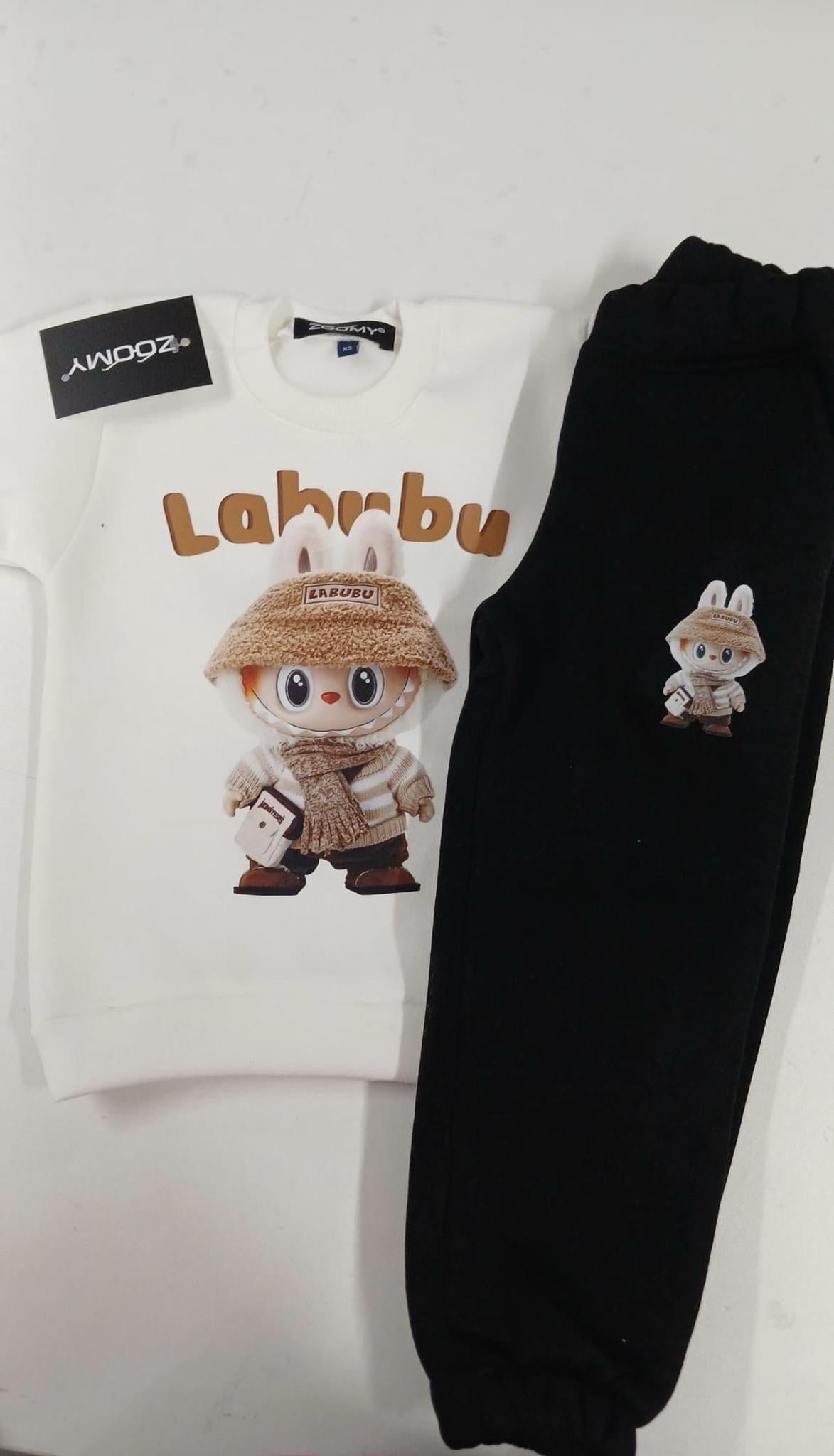 Labubu Fleece Tracksuit with black sweatpants
