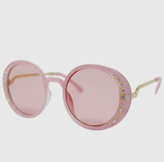 Pink Round Crystal Sunglasses