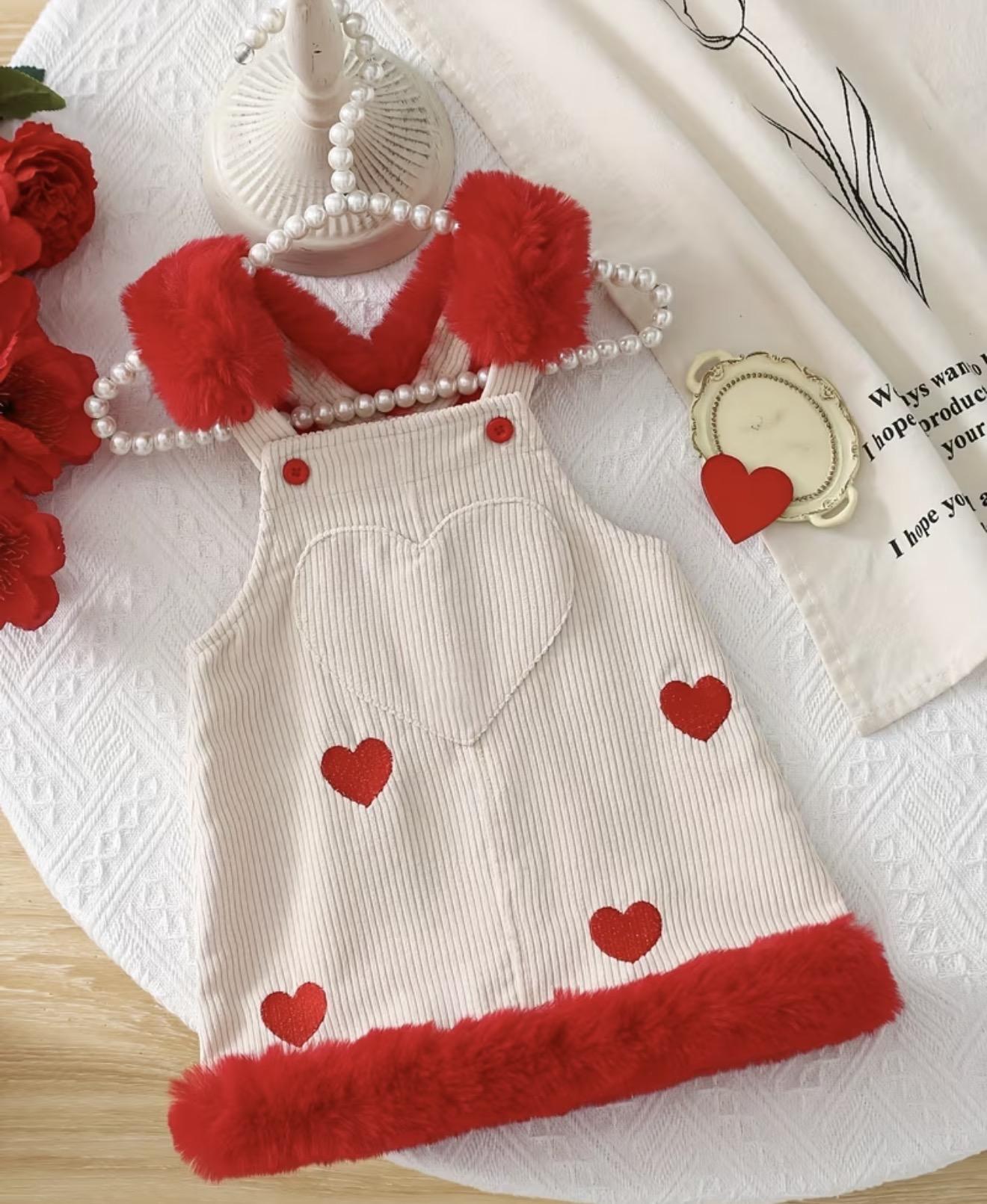 Girls Heart Patch Overall Dress