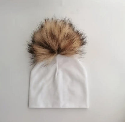Cotton Stretchy Hat with Detachable Pom Pom