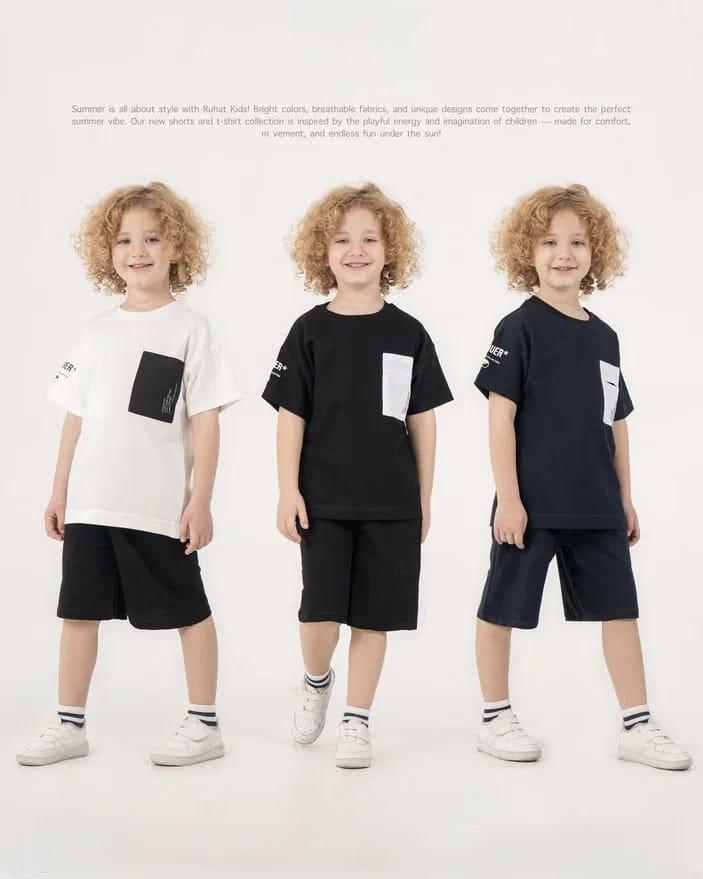 Boys Navy Pocket Tshirt and Shorts Set