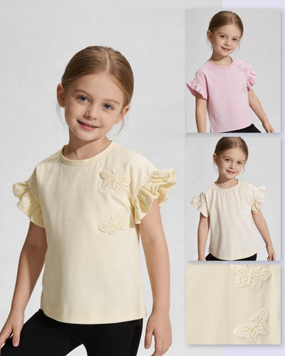 Pink Butterfly Ruffle Tshirt