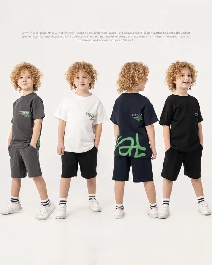 Boy Graffiti White Tshirt and Black Shorts Set