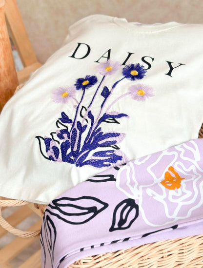 Girls Daisy tshirt and leggings set - Purple