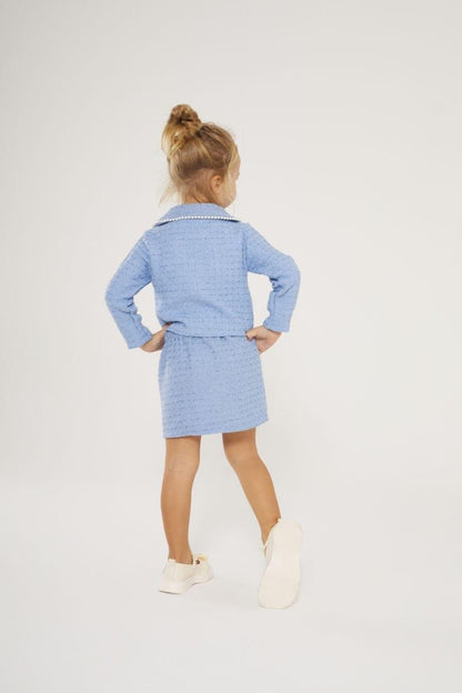 Classy Girls Light Blue Jacket with Skirt Set