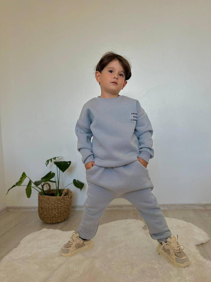 Boy Grey Sweatsuit - Dreams Need Courage