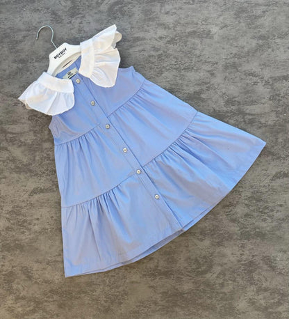 Blue Dress with White Collar