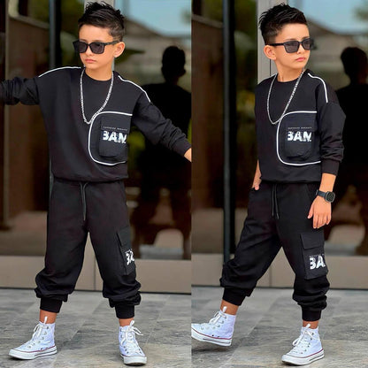 Boy Black 2 Piece Set - Bam Pocket Detail