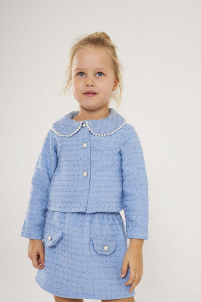 Classy Girls Light Blue Jacket with Skirt Set