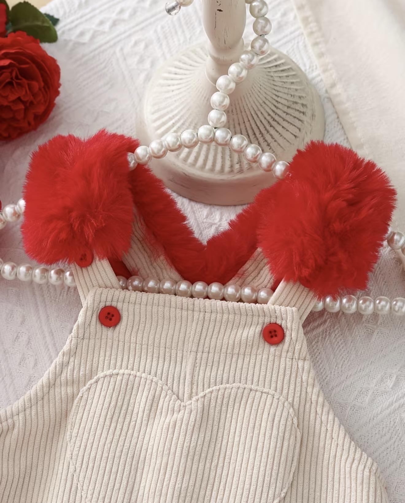 Girls Heart Patch Overall Dress