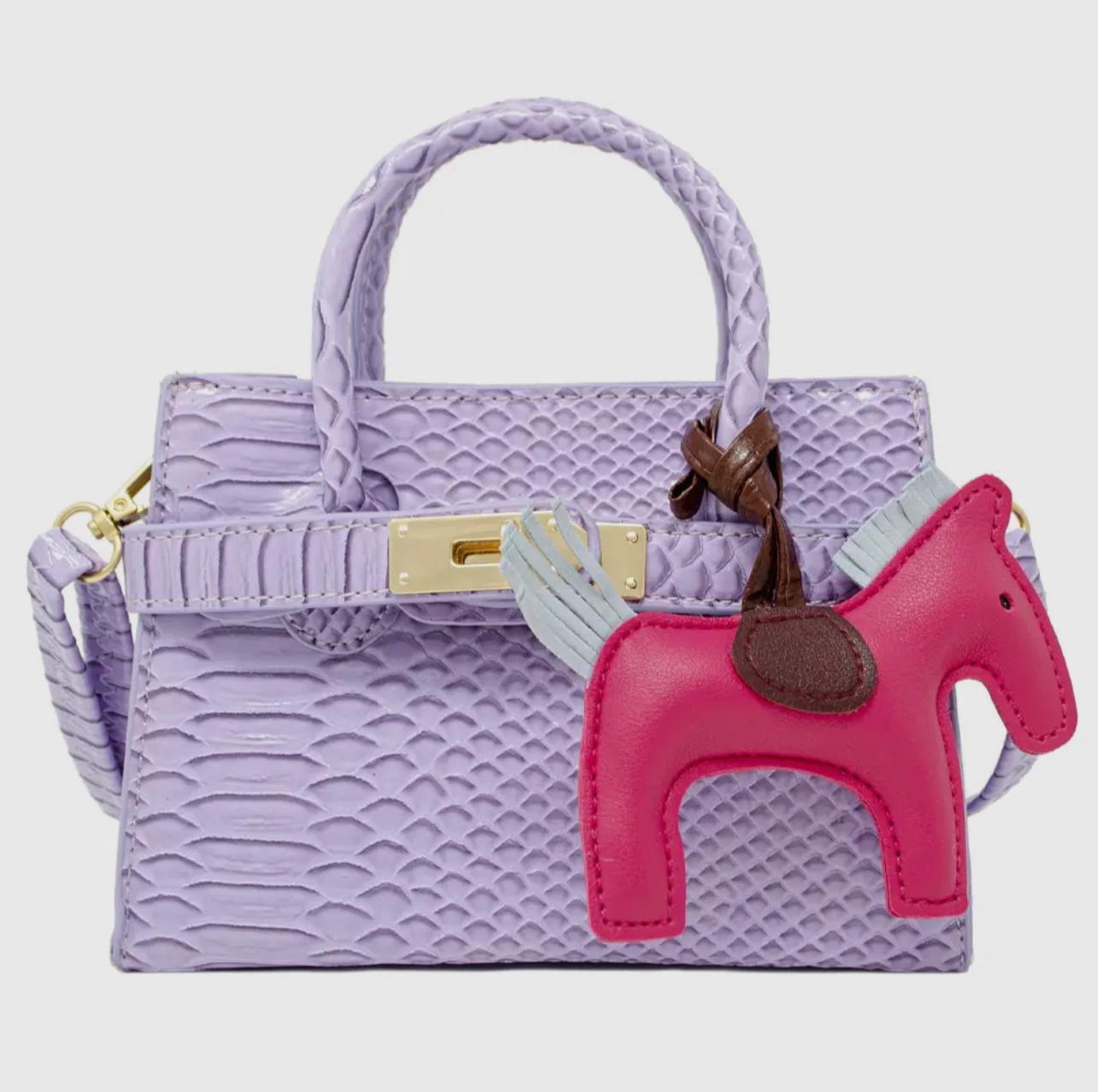 Crocodile Pony Handbag - Lavender