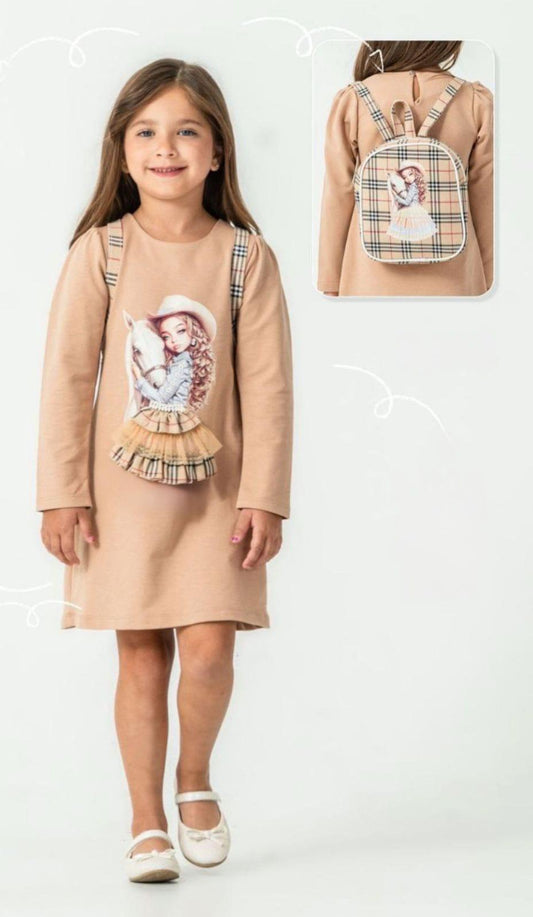 Burberry inspired dress with backpack
