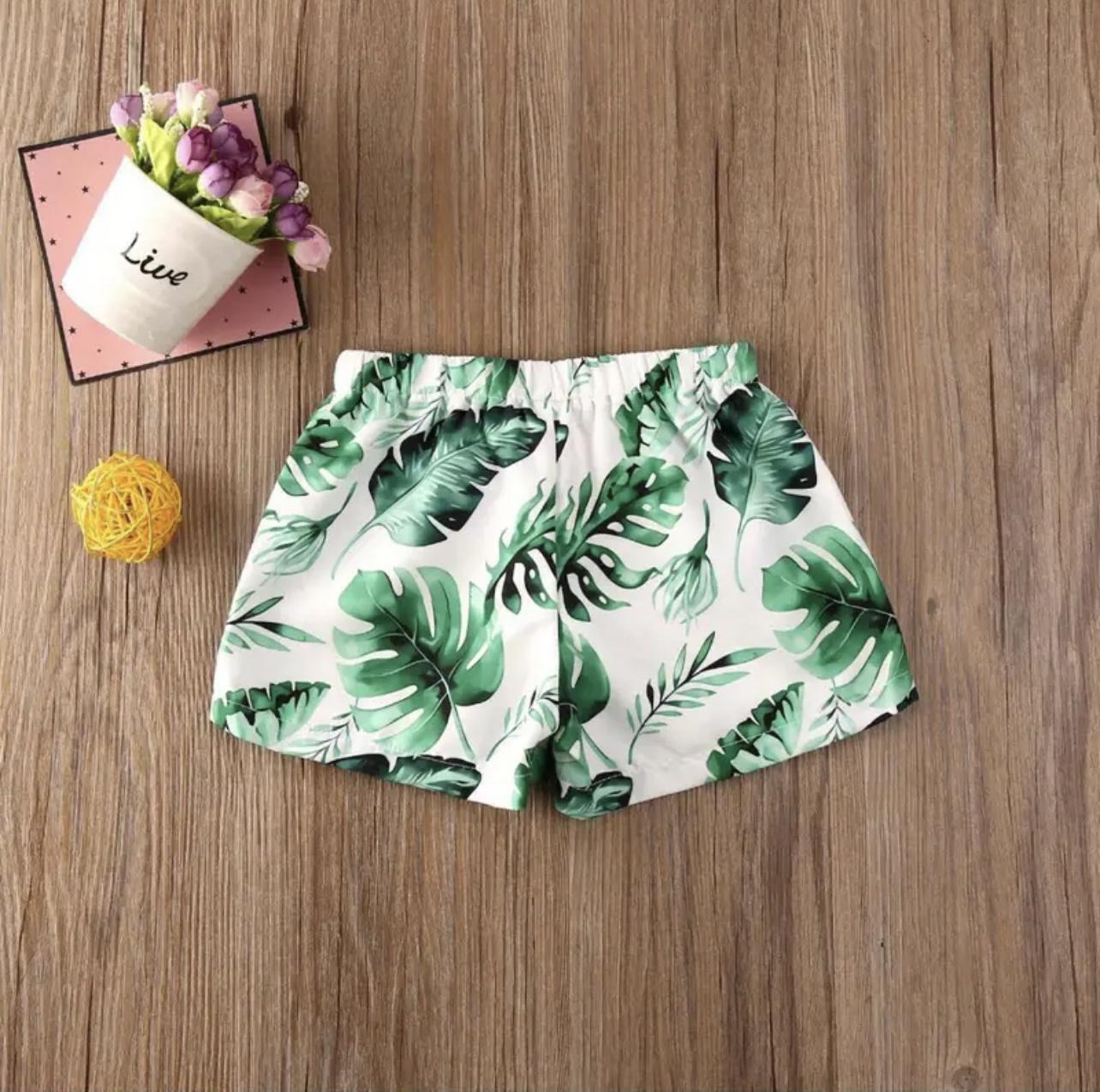 Boys Swim Shorts - Green Palm Leaves