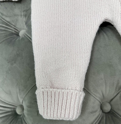 Babymy - Knit Bunny hooded romper zip up Pink