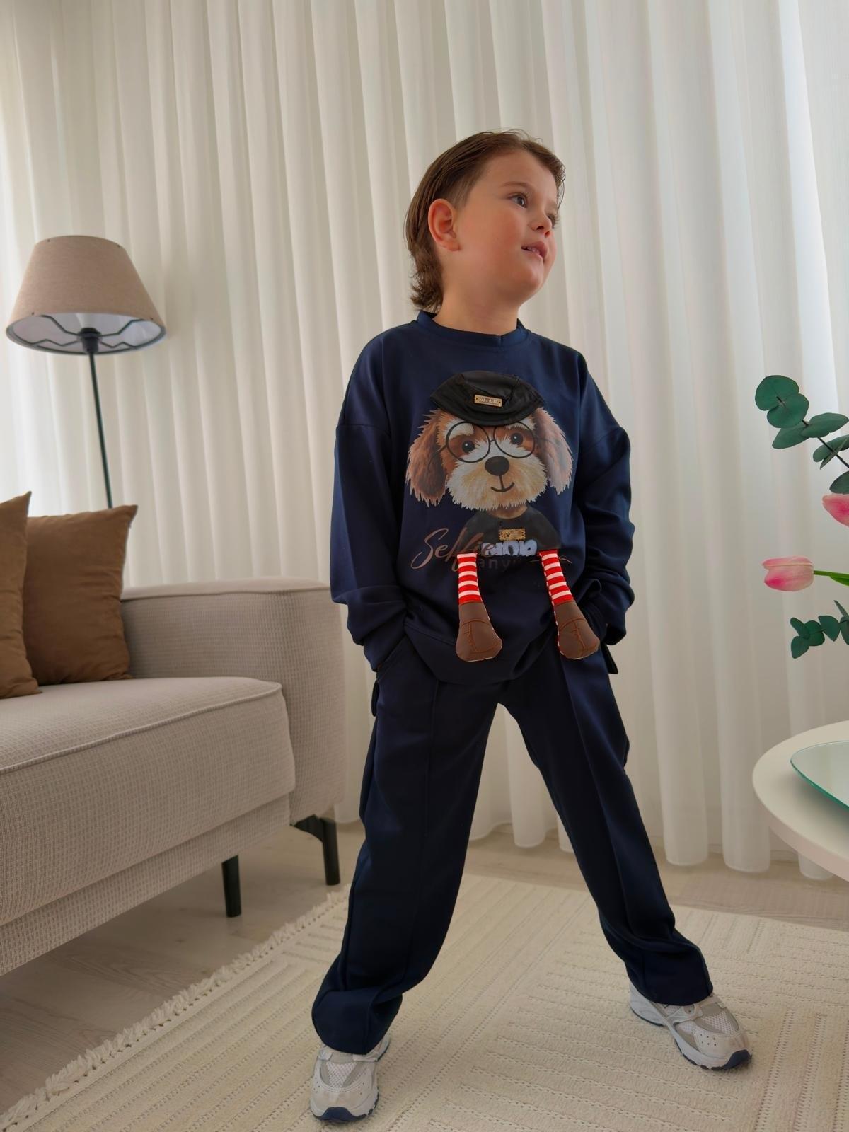 3D Dog Tracksuit - Navy